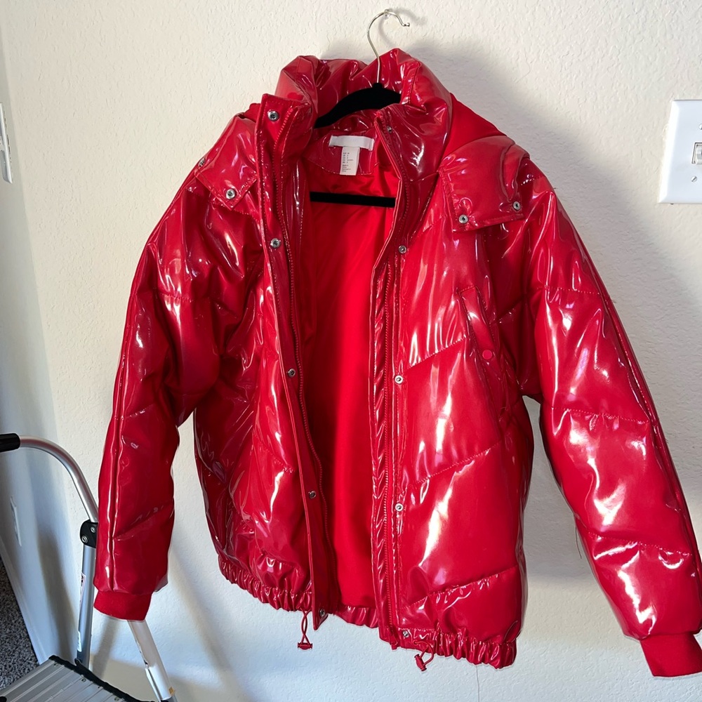 Red bubble coat
